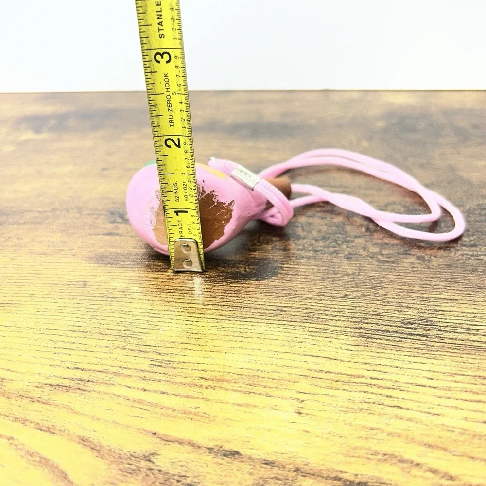 Ceramic Bird‎ Whistle Pink Folk Art Ocarina Necklace Green Yelllow